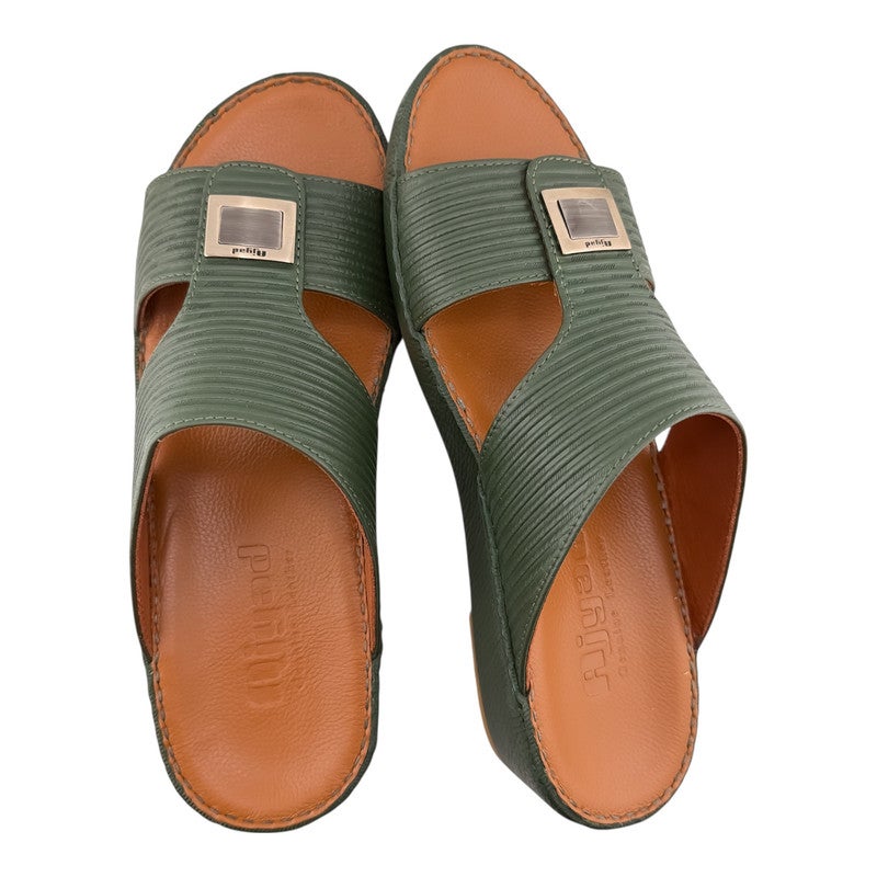 AJYAD Handmade Arabic Sandals For Men | Outdoor Mens Slippers | Everyday Flip Flops Open Toe | Arabic Genuine Shamwa Leather | New Design | Tan Footbed | Comfortable & LightWeight - Image 2